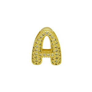 Golden balloon style letter A charm with sparkling zircon inlay for DIY bracelet making