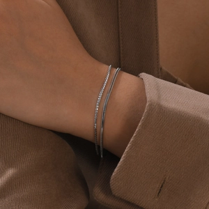 Set bracciale a doppio strato in acciaio inossidabile dorato con maglia serpente e S