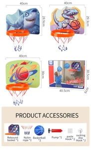 Détails du panier de basket enfant avec motifs de dessins animés et accessoires