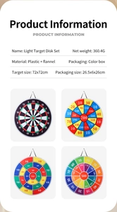 Infographic showing Light Target Disk Set specifications including 72x72cm size and material