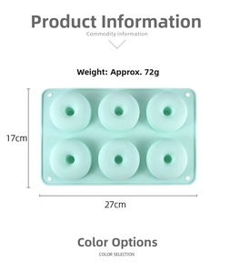 Detail showing dimensions of 27cm x 17cm for the 6-cavity silicone donut baking mold
