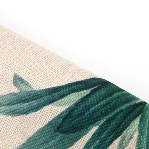 Garden flag with dark green leaf prints on rustic linen fabric for party decorations