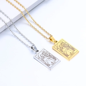 Minimalist Virgo zodiac necklace with gold and silver rectangular constellation pendants