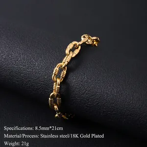 Polished 18K gold plated stainless steel curb chain bracelet for men and women