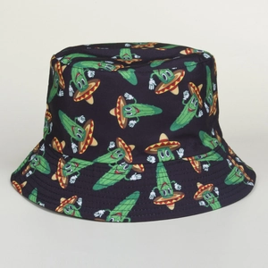 Chapeau bob d'extérieur avec imprimé concombre mignon et large bord pour protection solaire
