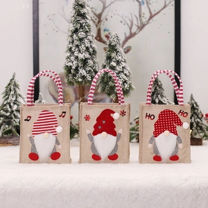 Christmas Gift Bags Burlap Jute 3D Gnome Faceless Doll Handheld Candy Pouches Holiday Party Decor