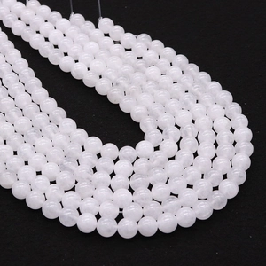 Strands of polished white natural stone round beads for DIY jewelry making and crafts