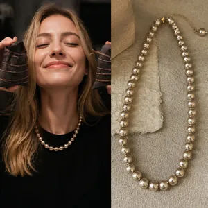 Collier De Künstliche Perles D'Imitation Champagne Vintage Français Style Cour Élégant Choker En Alliage Pour Femmes