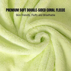 Asciugamano per animali in pile corallo verde chiaro con morbida trama soffice double-face