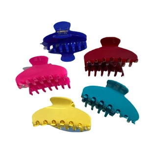 Five pieces of large colorful Y2K acetate shark hair clips in vibrant jelly colors
