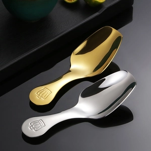 Polished stainless steel tea spoons with crown engraving in gold and silver set