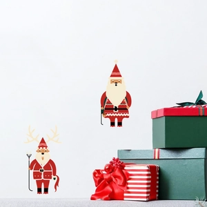 Christmas wall decals featuring cartoon Santa Claus figures on a clean white background