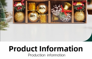 Detailed Christmas tree ornament set with golden bells, pine cones and drums in a box