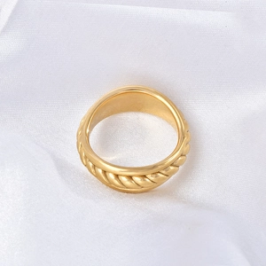 Minimalist Stainless Steel Twisted Braided Ring For Women Gold Plated Hollow Chain Geometric Finger Ring Fashion Jewelry