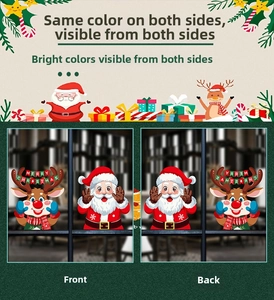 Double-sided Christmas window stickers showing Santa Claus and reindeer design on glass