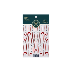 5D stereoscopic nail art stickers with minimalist red and black lines on white background
