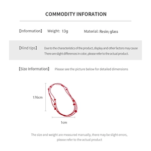 Detailed infographic showing 176cm red beaded flower necklace with size specifications