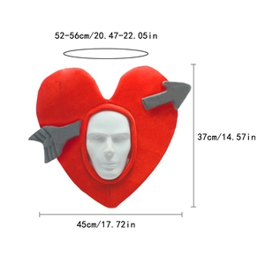 Size specifications of red heart headgear with arrow showing 45cm width and 37cm height