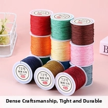 Detailed view of various colorful DIY Chinese knotting cords neatly arranged on spools