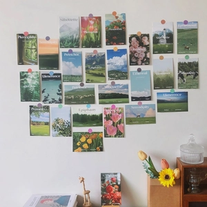 Nordic ins style decorative wall collage with aesthetic landscape and floral cards