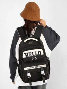 Large Capacity School Backpack Waterproof Nylon Casual Travel Daypack With Trolley Strap For Junior High Students Girls