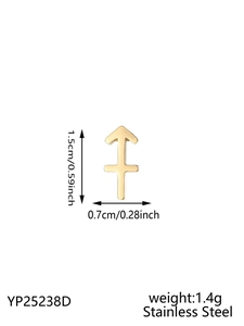 Golden Sagittarius zodiac pendant in stainless steel with detailed measurement guide