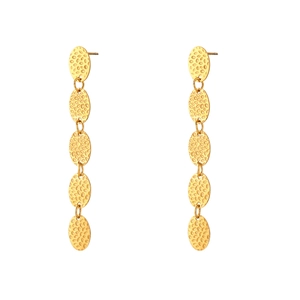 Boucles d'oreilles minimalistes en acier doré avec gouttes ovales martelées
