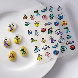5D Chinese style cartoon lady nail stickers with waterproof adhesive for nail art decoration