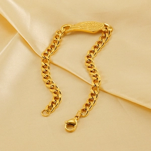 Bracelet en acier titane plaqué or 18K avec breloque d'aile d'ancre sur de la soie