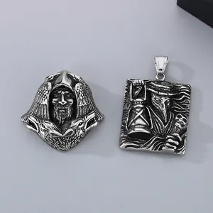 Vintage Stainless Steel Plague Doctor Odin Wolf Eagle Pendant Necklace Punk Gothic Jewelry For Men