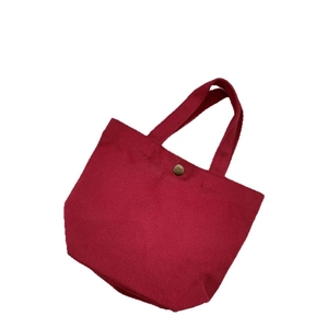 Minimalist burgundy canvas handbag with bronze metal snap button and large capacity design