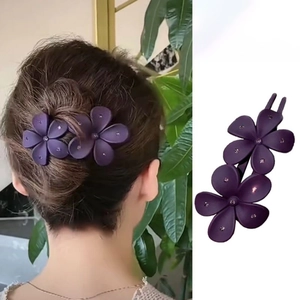 Double Flower Hair Clip Acrylic Frosted Matte Rhinestone Duckbill Hairpin Korean Style Elegant Accessories For Women Girls