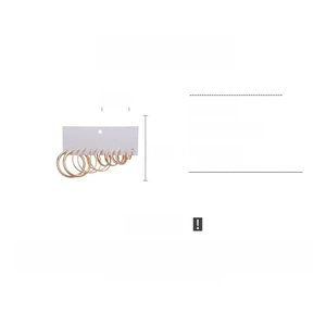 Detail specifications of 12-piece gold hoop earring set with pearls showing 5cm diameter