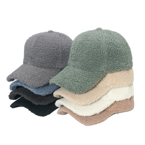 Solid Color Sherpa Fleece Baseball Cap Winter Warm Thickened Plush Curved Brim Adjustable Hat For Men And Women