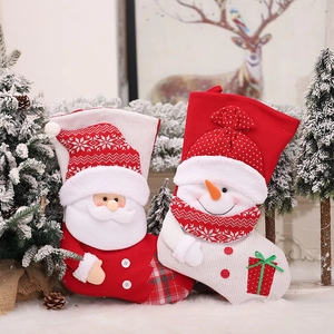 Calza di Natale in Maglia Sacchetto Regalo Grande Babbo Natale Pupazzo di Neve Decorazione Camino Festa Casa Natale
