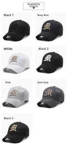 Detailed grid view of camouflage baseball caps showing various color options and embroidery