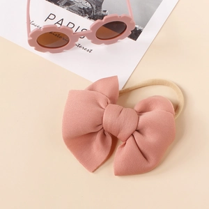 Set fascia per neonata con fiocco rosa e occhiali da sole in stile francese