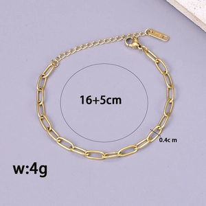 Minimalist 18K gold-plated titanium steel paperclip chain bracelet with lobster clasp