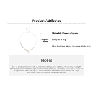 Close-up of butterfly pendant necklace with zircon specifications and 45cm chain length