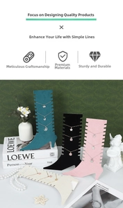Chic high-heel necklace stands in four colors for jewelry store display and organization
