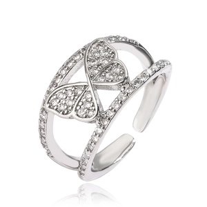 Elegant gold-plated butterfly open ring with sparkling white cubic zirconia inlay