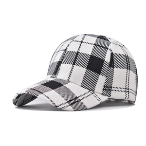 Vintage Houndstooth Plaid Baseball Cap For Men Women Adjustable Cotton Polyester Checkered Duckbill Sun Hat Fashion Sport