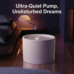 Silent ceramic pet water fountain for cats with automatic circular filter system