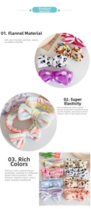 Detail showing soft flannel headbands with leopard and polka dot prints for skincare