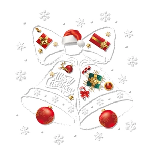 Christmas window stickers set with red ornaments bells and festive holiday decorations