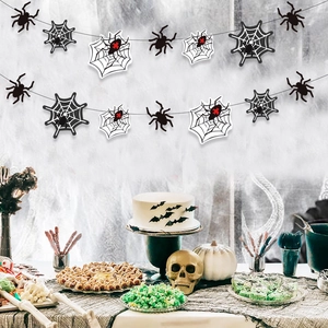 Halloween party spider and spider web banner garland for festive scene decoration