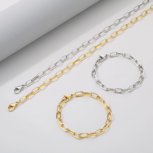 Stainless Steel Paperclip Chain Necklace And Bracelet Hip Hop Minimalist Fashion Unisex