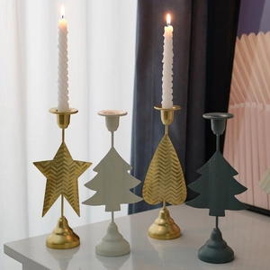Nordic black metal lantern candle holder set with star, heart, and tree shapes