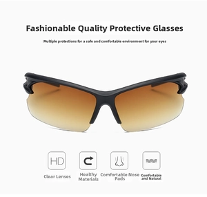 Detail of outdoor sports goggles featuring streamlined black frame and integrated nose pads