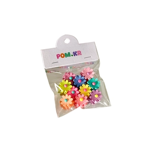 Mini macaron candy flower hair clips set for girls in 10 colorful matte plastic pieces
